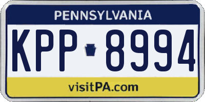 PA license plate KPP8994