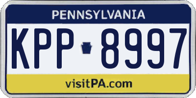PA license plate KPP8997