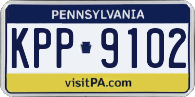 PA license plate KPP9102