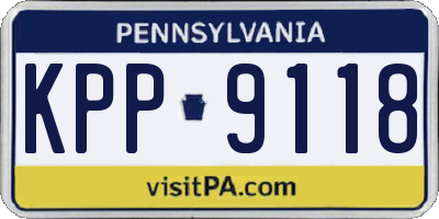 PA license plate KPP9118