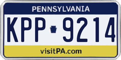 PA license plate KPP9214