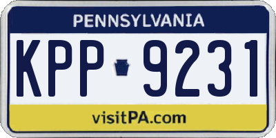 PA license plate KPP9231