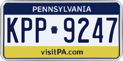 PA license plate KPP9247