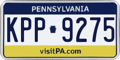 PA license plate KPP9275