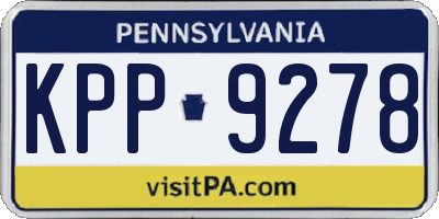 PA license plate KPP9278