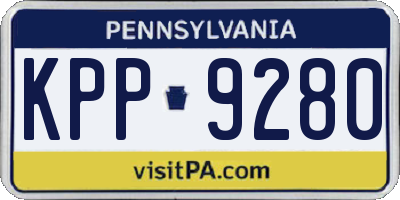 PA license plate KPP9280