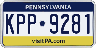 PA license plate KPP9281