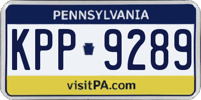 PA license plate KPP9289