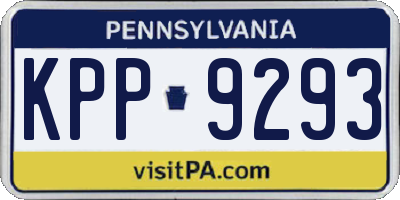 PA license plate KPP9293
