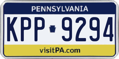 PA license plate KPP9294