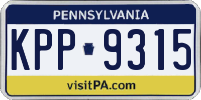 PA license plate KPP9315