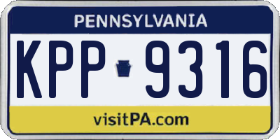 PA license plate KPP9316
