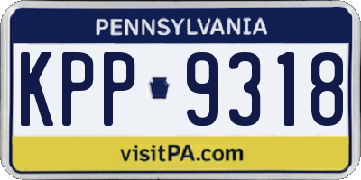PA license plate KPP9318