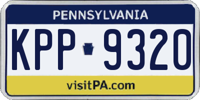 PA license plate KPP9320