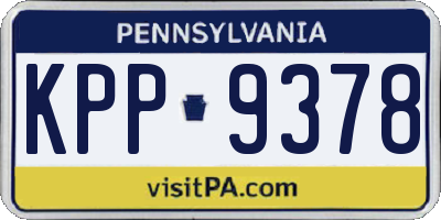 PA license plate KPP9378