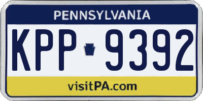 PA license plate KPP9392
