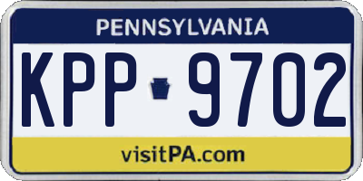 PA license plate KPP9702