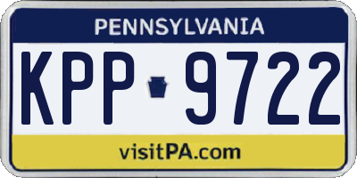 PA license plate KPP9722