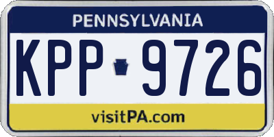 PA license plate KPP9726