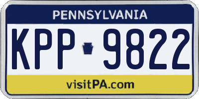 PA license plate KPP9822