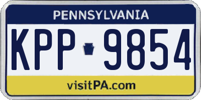PA license plate KPP9854