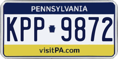 PA license plate KPP9872