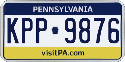 PA license plate KPP9876