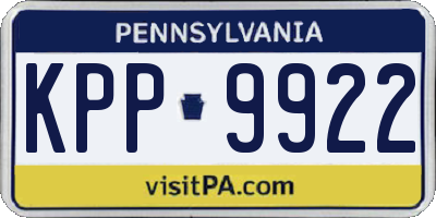 PA license plate KPP9922