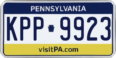 PA license plate KPP9923