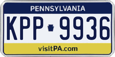 PA license plate KPP9936