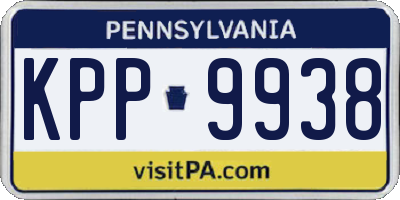 PA license plate KPP9938