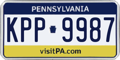 PA license plate KPP9987