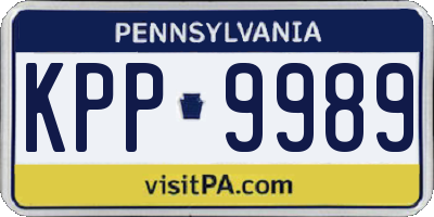 PA license plate KPP9989