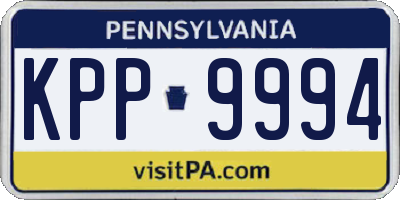 PA license plate KPP9994