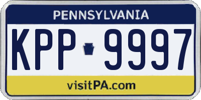 PA license plate KPP9997
