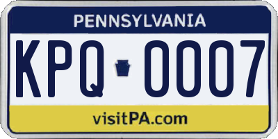 PA license plate KPQ0007