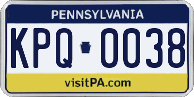 PA license plate KPQ0038
