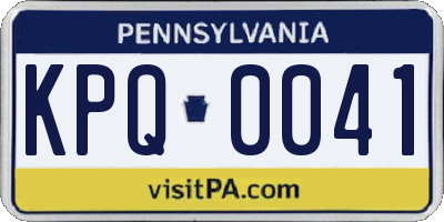 PA license plate KPQ0041