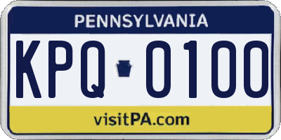PA license plate KPQ0100