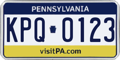 PA license plate KPQ0123
