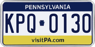 PA license plate KPQ0130