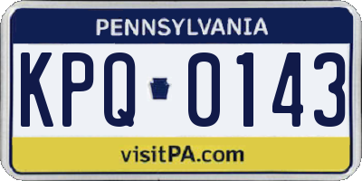 PA license plate KPQ0143