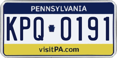 PA license plate KPQ0191