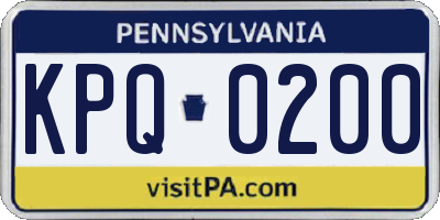 PA license plate KPQ0200