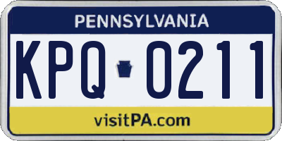 PA license plate KPQ0211