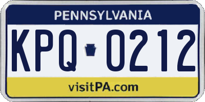 PA license plate KPQ0212