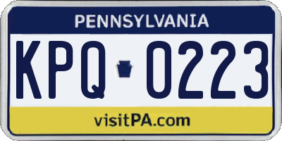 PA license plate KPQ0223
