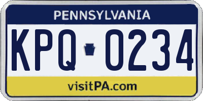 PA license plate KPQ0234