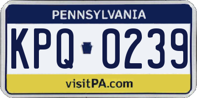 PA license plate KPQ0239