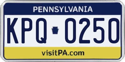 PA license plate KPQ0250